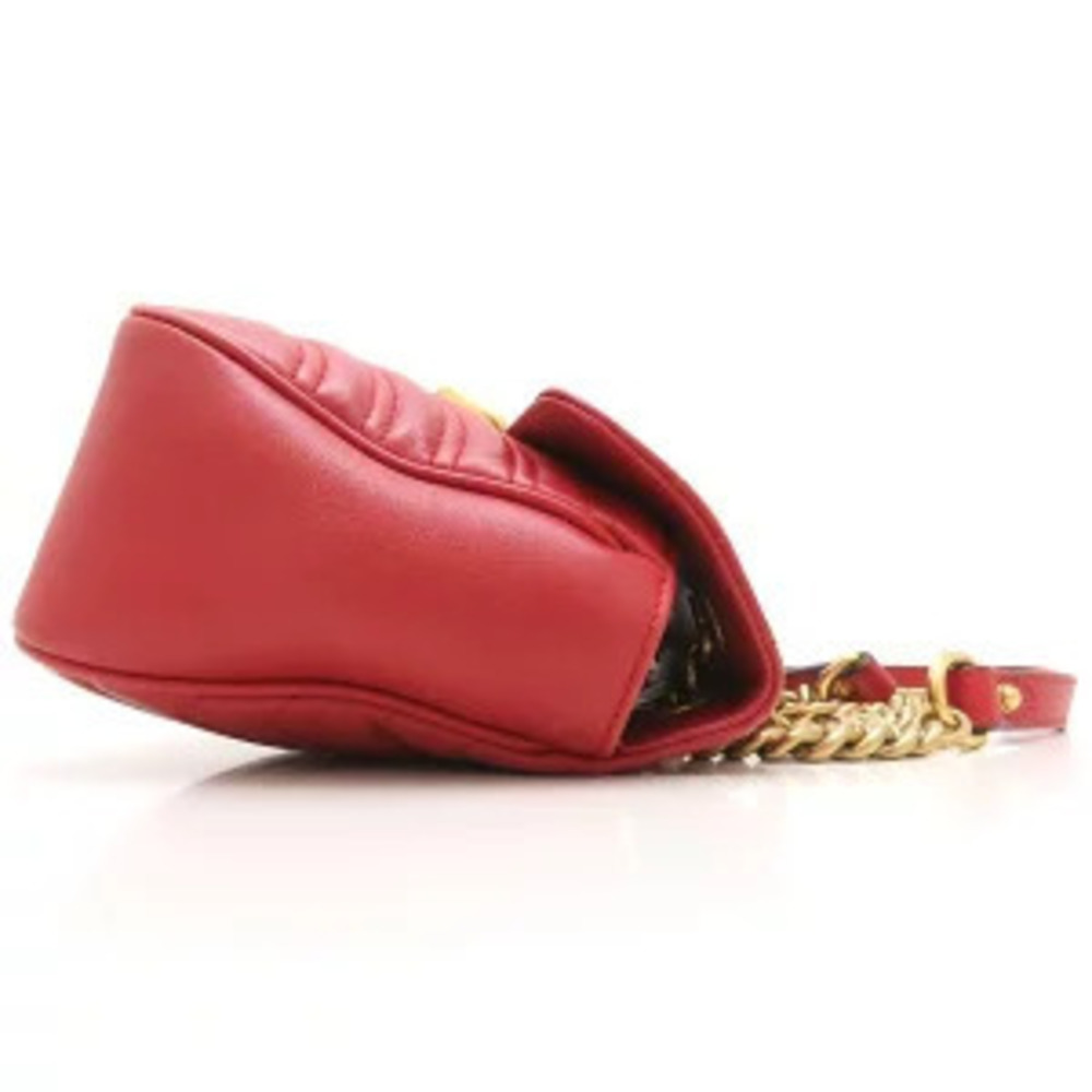Gucci Marmont Bag Chain Red Leather GG Shoulder